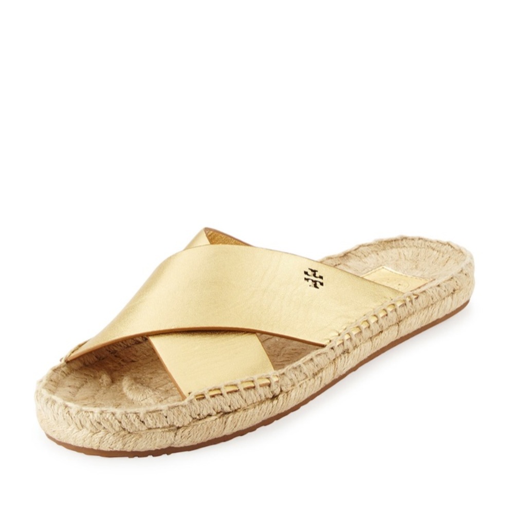 Tory Burch Bima metallic gold espadrille flats 7